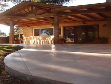 Curved Patio with Gabled Cedar Patio Cover