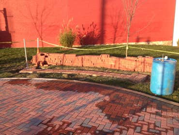 Beginning the curved brick wal