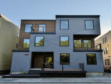 Photos by Urbanity Homes #1 Maverick St Boston MA
The Maverick Street condos are a study in materials. Simple geometries are given interest with contra