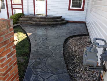 Stamped concrete radius steps