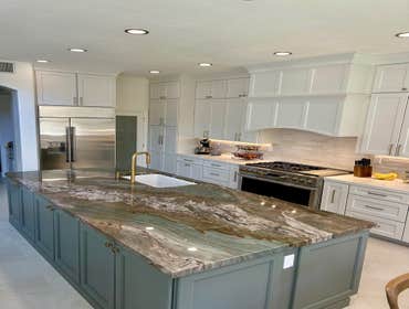 Auburn, CA - Kitchen Remodel Full Kitchen remodel, new semi custom cabinets with custom hood enclosure to match cabinets, large format porcelain tile 