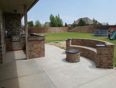 Deer Creek outdoor living area, firepit and pergola