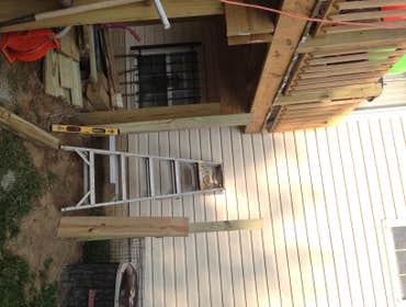 Photo(s) from Maya Construction Inc A deck without a stair. The Homeowner asked to be made a stair.
As you can see in those pictures below.