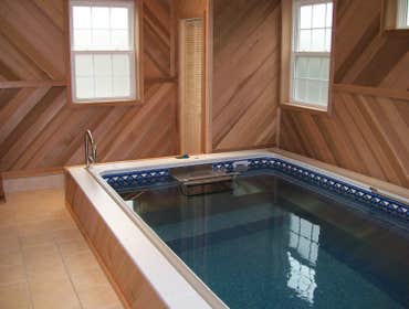 Detached Pool House Build structure to house endless lap pool. Built to very exact specifications to meet requirements or pool company. Installed 1x6 