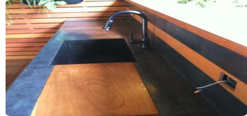 Redwood Concrete Outdoor Kitchen