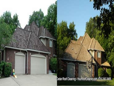 Cedar shake roof cleaning