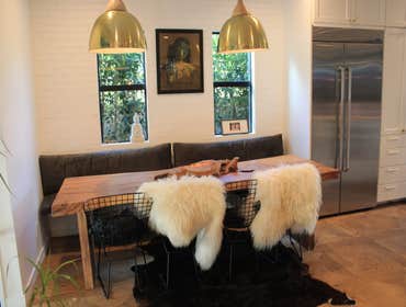 Redwood City Interior Kitchen Remodel with outdoor BBQ Area We remodeled the interior kitchen and living room. Put Island for open concept. Client Also