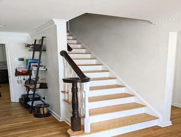 Entryway Repaint and Banister Staining by Wescott Painting in Pittsburgh, PA.