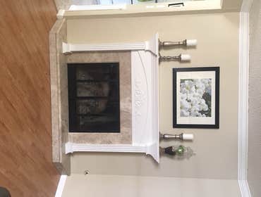 Custom built fireplace mantle w/ detail