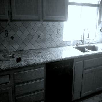 Jaramillo Kitchen Renovation We took an ordinary home builders stock kitchen in Palmdale, Ca. and gave it a makeover. First the existing white ceramic