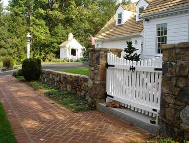 Stone Fence and Picket Gate