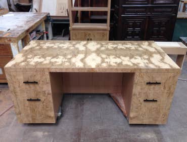 Custom white oak burl desk
