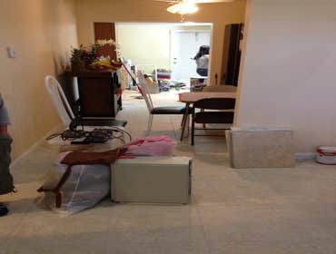 House renovation - West Park, Fl Bathroom, living room ceiling lights, Ceiling R-19 Insulation, baseboard and tile instaltion in living room.