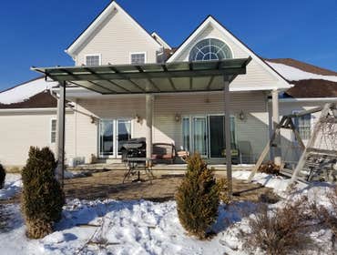 Bright Covers Patio Covers and Commercial Sun Canopies Blocks UV rays and heat, transmits natural light. Made of translucent panels and painted aluminu