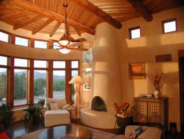 the Peterson Home This super-efficient home is located just outside of Santa Fe. The walls are made from straw bales- 18" of uninterrupted insulation! 