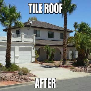 Before & After Tile Reroof A before and after look at a roof that had several problems and the homeowners wanted a completely different look.