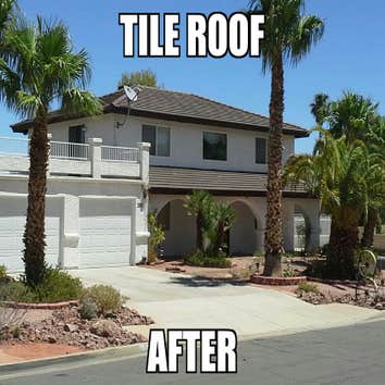 Before & After Tile Reroof A before and after look at a roof that had several problems and the homeowners wanted a completely different look.