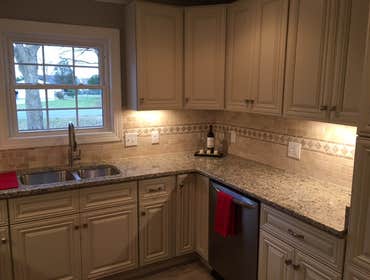 Custom countertops in kitchen