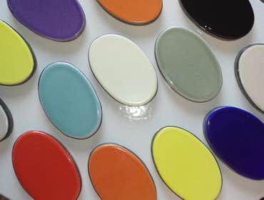 Glazed lava stone samples