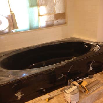 Spraymasters black marble to stone finish Working a residential master bath-