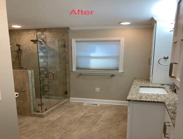 Photos by Hardick Construction , LLC #4 Master suite renovation. Extensive termite damage to the bathroom required three walls to be rebuilt along wit