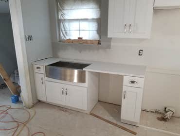 Farm Sink and Quartz Countertops Installed