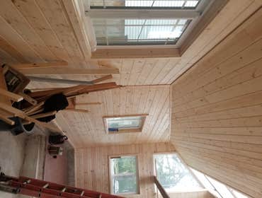 Cedar interior walls and windows