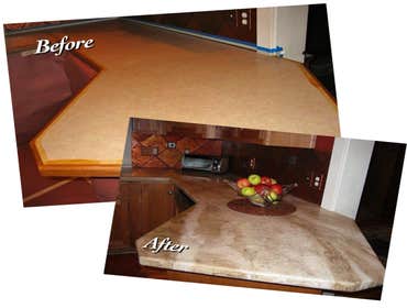 Unique surfaces, walls, countertops, furniture and more! A variety of pictures showing that almost any surface can be made over without buying new piec