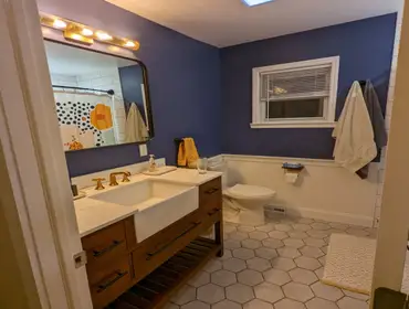 Bathroom Remodel- Pennsauken NJ Complete demo and remodel, including widening the bathroom by 3 FT.
Client selected all Finishes