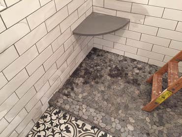 floor tile and shower floor in