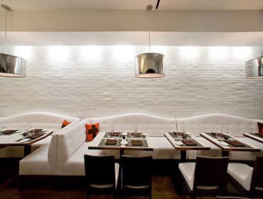 Bar Blanc in NYC Brick was plastered, ceilings were tapes and skim coated, venetian plaster in bathrooms, painting.