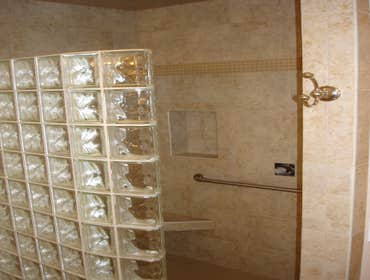 glassblock, niche, bench, bars