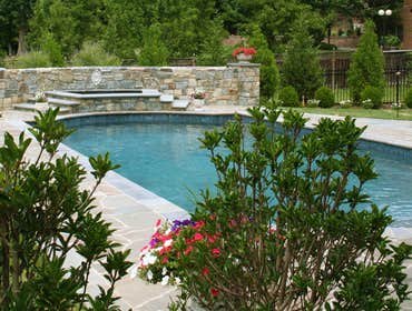 Water Feature and Stone Wall