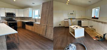Kitchen remodel Full kitchen remodel:
LVP floor installation
Cabinet/ Countertop install
Vertical tile backsplash install
If you looking for best c