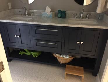 Children's Vanity This is a six foot vanity craftsman style with four corners made of 3.5 inch posts milled from left over 2x12s ripped on a job site t