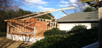 Cox Rd. Install a side master bedroom/ bathroom addition on side of house.
Fountain with crawl space. wood siding and shingles to match existing.