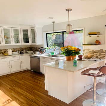 Kicthen remodeling Dark cramped kicthen transformed to a open light and airy, enjoying morning coffee with sunshine!