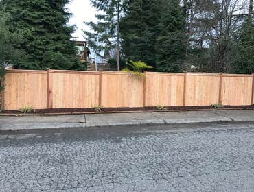 Stepped estate style cedar fence