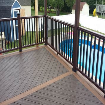 Trex deck with Trex rail