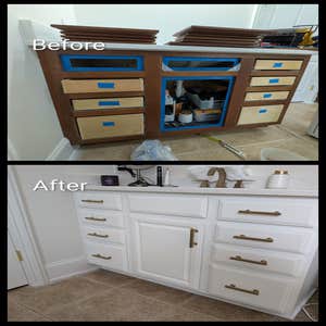 Kitchen Cabinet Refinishing/Painting We refinished the kitchen cabinets at 426 Highland Bluff from dark wood to a clean white finish. The work...
