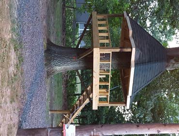 Tree house A working in progress I pick at it when I have some extra free time which is rare with two very young kids.