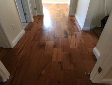 Brazilian Tigerwood Hardwood Brazilian Tigerwood Hardwood flooring recently installed in this home located in Jacksonville, Florida. Services completed