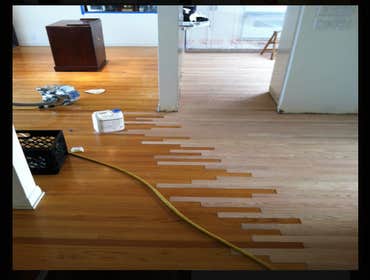 Flooring Lace In - Old Flooring and New Flooring Before Sanding