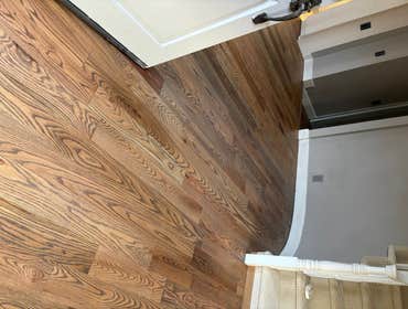 Oak floors stained Warm Gray