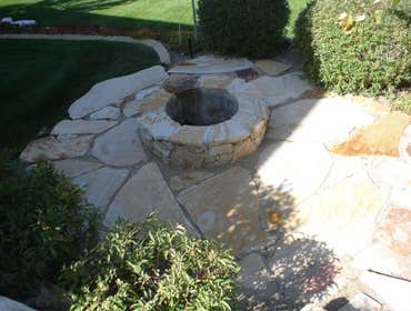 Flagstone fire pit Family FUN