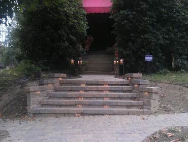 Lighted flared steps