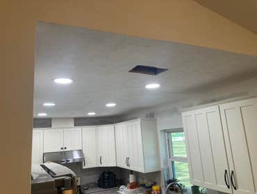 drop down ceiling removed. new led lights installed