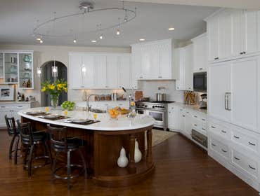 White Kitchen Walnut Island