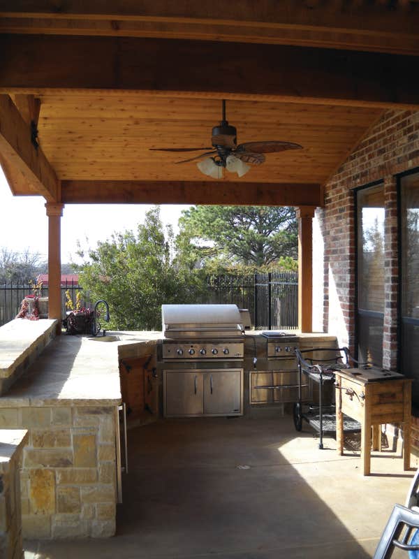 Covered porch outdoor kitchen