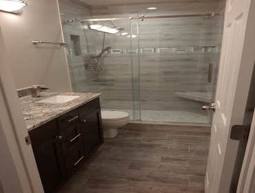 Master Bath remodel Converted two bedrooms into one new master suite. Updated bathroom in the process.